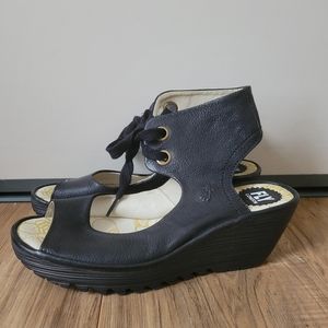 Fly London Black Leather Sandals